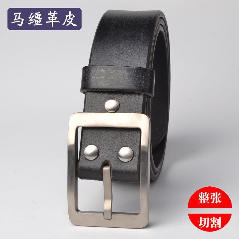 纯钛皮带男马缰皮中青年牛仔裤带头层牛皮针扣真皮腰带男休闲百搭