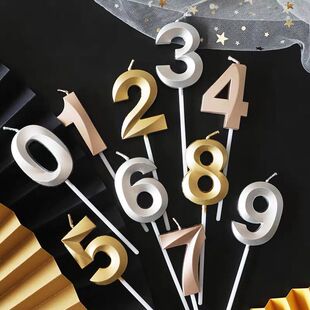 饰摆件彩色派对儿童 金色爱心星星银色周岁生日蛋糕数字年龄蜡烛装