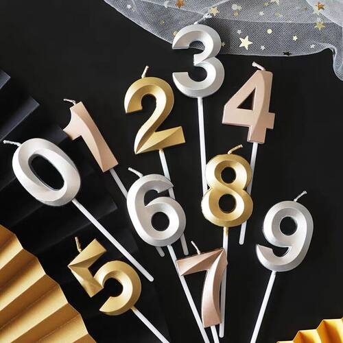金色爱心星星银色周岁生日蛋糕数字年龄蜡烛装饰摆件彩色派对儿童