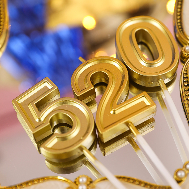 金色曲线铅笔银色周岁生日蛋糕数字年龄蜡烛装饰摆件彩色派对儿童