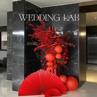 饰婚礼艺术装 置摆饰装 饰橱窗陈列商业美陈 置美陈装 新年红色喜庆装
