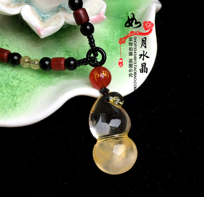 天然水晶旺财一物一图葫芦吊坠