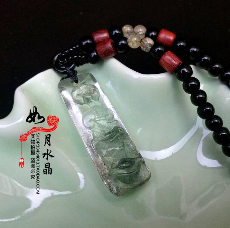 天然雕刻属兔吊坠绿幽灵