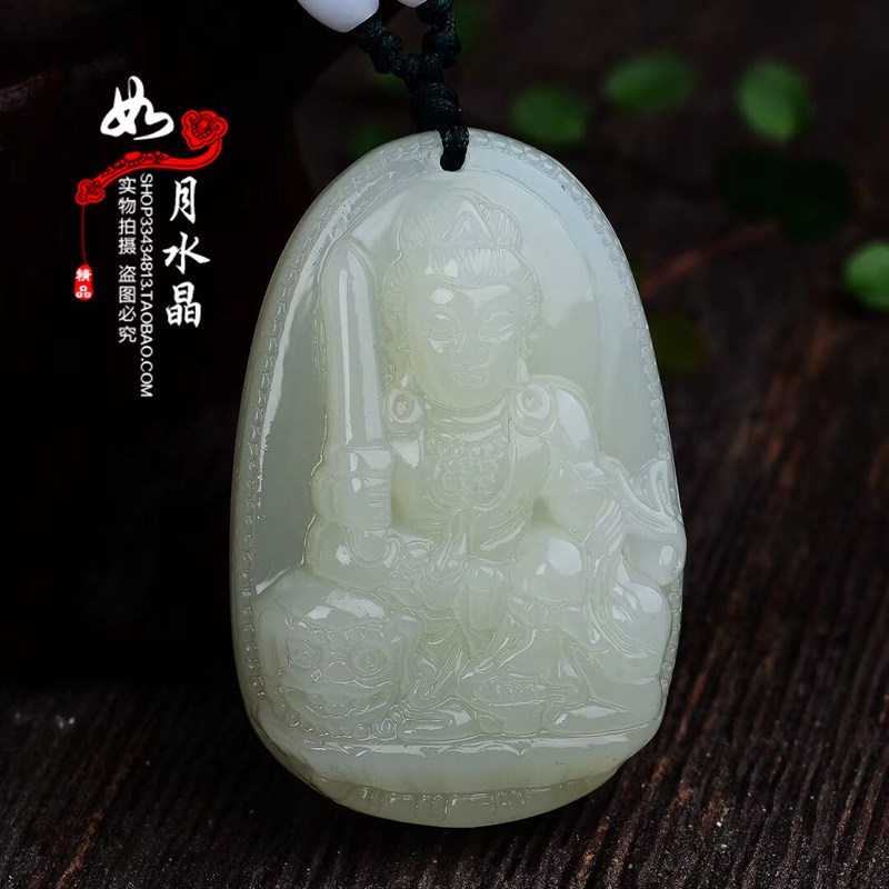 2025年生肖属兔本命佛文殊菩萨吊坠玉石平安佛吊坠457