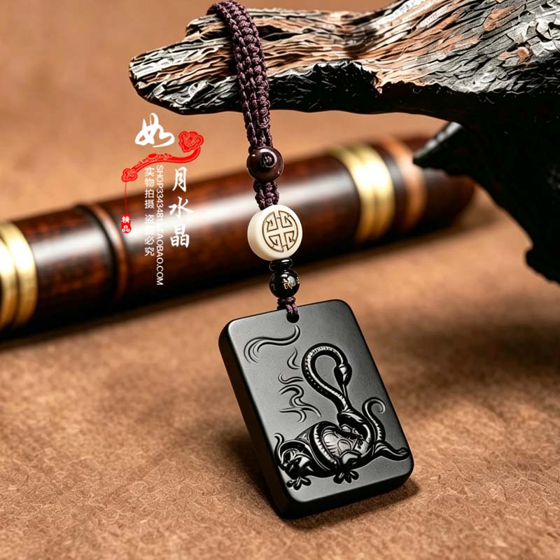天然黑曜石玄武钥匙扣挂件