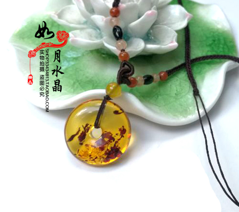 天然琥珀平安扣吊坠