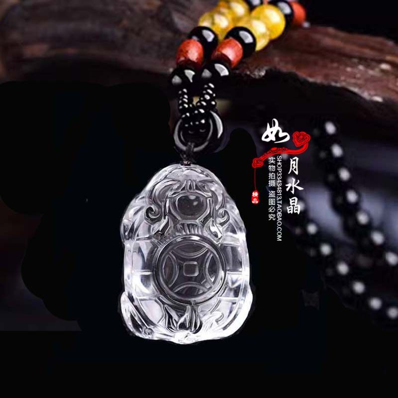 白水晶龙龟吊坠聚财运转吉祥物