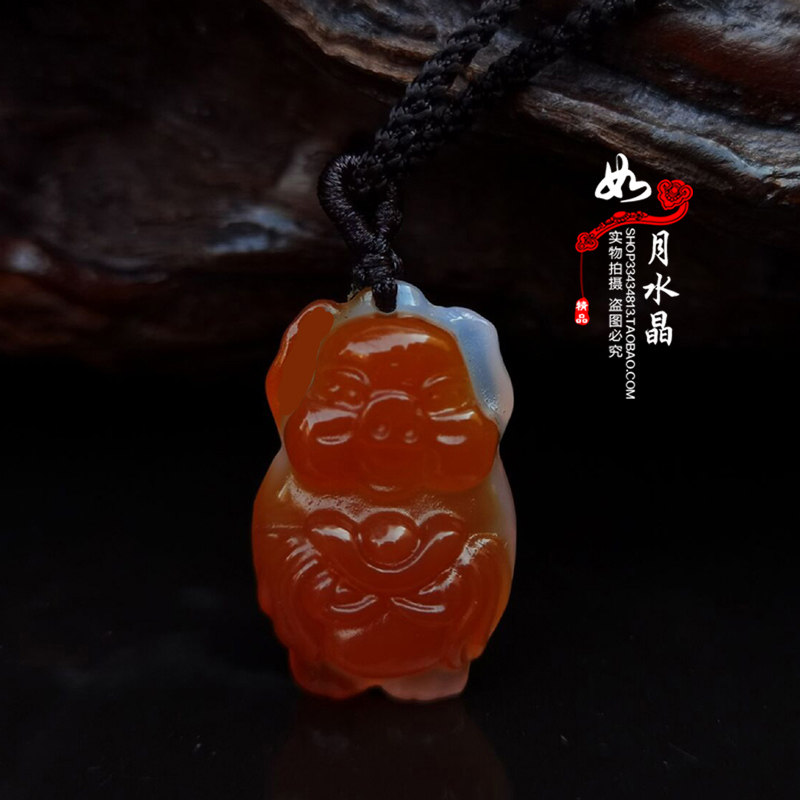 天然玉石小猪吊坠生肖属猪吉祥物猪年本命年猪饰品礼物项链男女