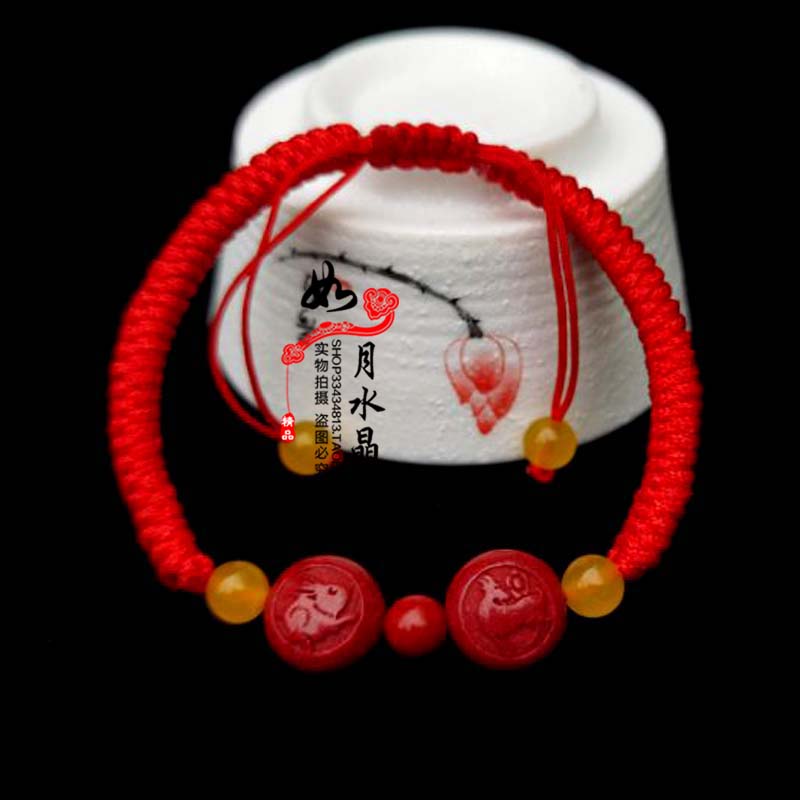 2026年属猪吉祥物福增旺庆堂羊兔展吉运朱砂红绳手链手机链钥匙扣