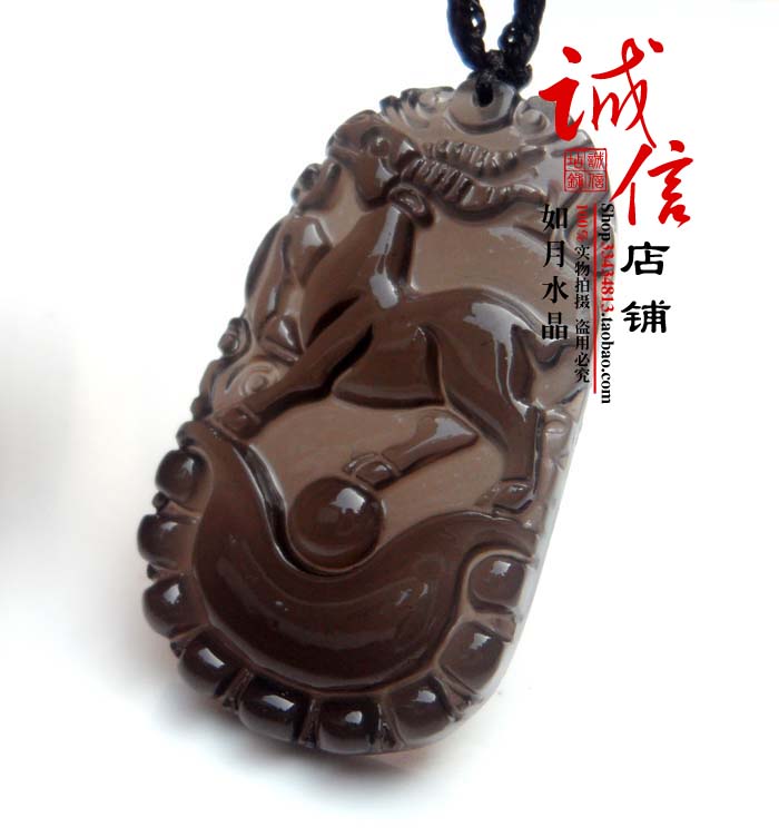 2026年天然冰种黑曜石十二生肖羊吊坠属马六合贵人吉祥物