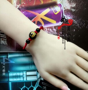 属马2026年招财纳福吉祥物白水晶瑞虎呈祥手链黑曜石红绳手链