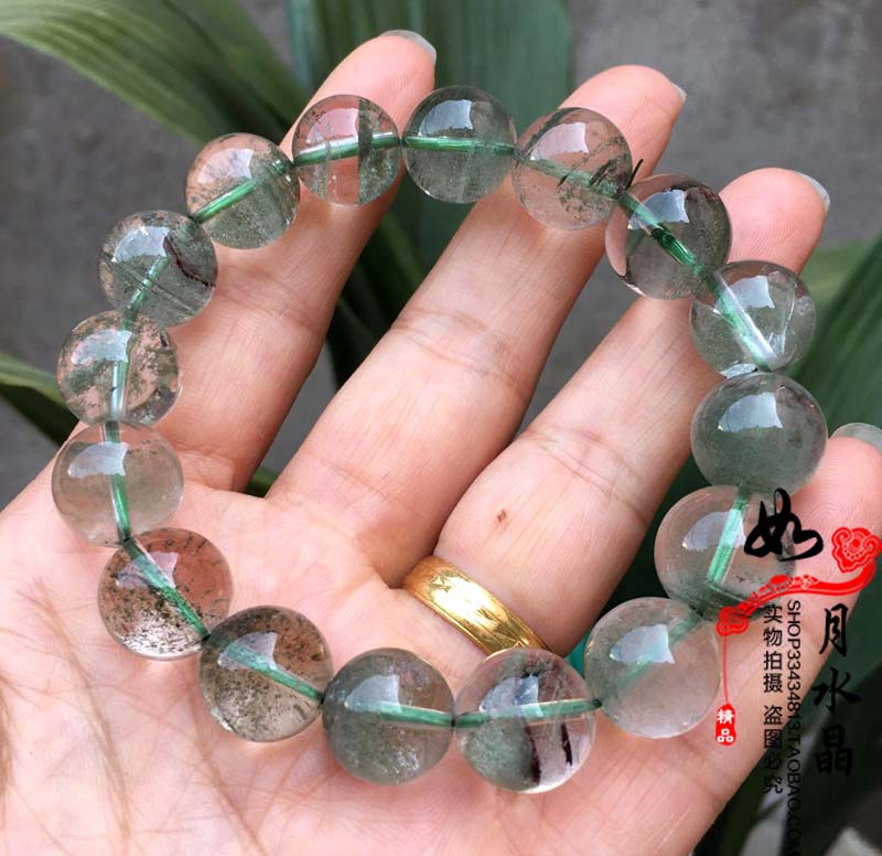 天然绿幽灵一物一图手串