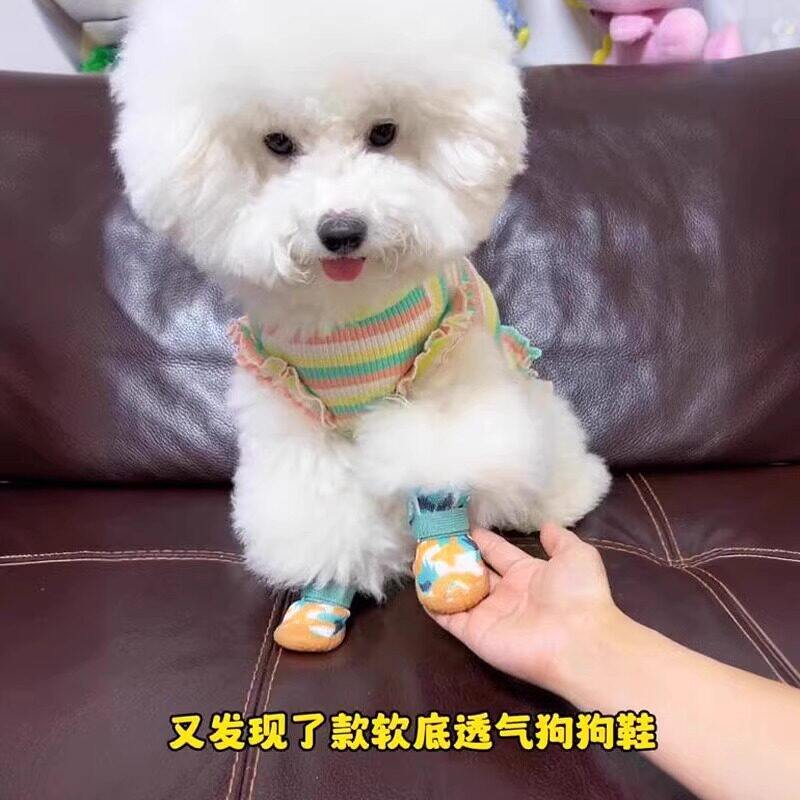 狗狗鞋子春夏季外出中小型犬防脏防掉脚套泰迪比熊博美透气宠物鞋