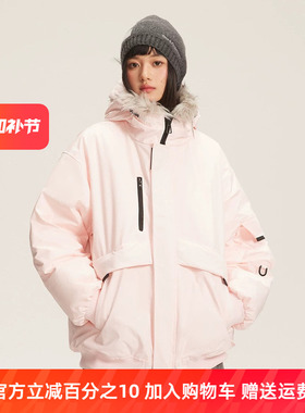 Instguys冬季90绒毛领连帽羽绒服男女潮牌情侣派克服保暖百搭棉服