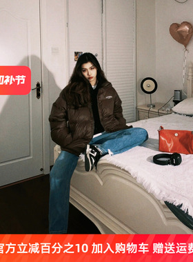 InstGuys 复古面包服外套女冬季vintage90白鸭绒立领羽绒服情侣