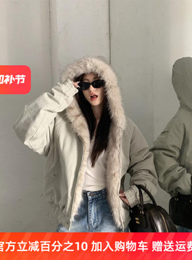 InstGuys国潮原创座山雕冬季棉服短款cleanfit保暖加厚毛领外套