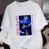 短袖 猎魔女团 高质量印花韩版 白色宽松微落肩260克纯棉T恤0804