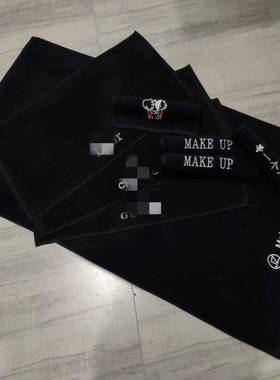 化妆台布垫makeup定制化妆师化妆桌纯棉毛巾垫布黑色化妆专用桌布