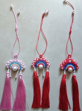 手工编织凤冠花嫁or状元帽车挂包挂中考高考上岸礼物汉服配饰