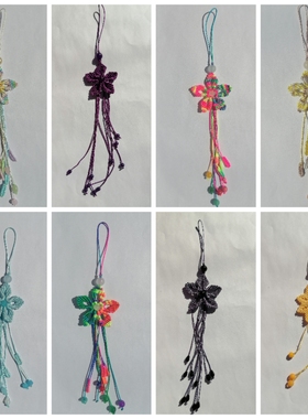 新款手工编织DIY向日葵花花彩虹了挂绳钥匙挂件包挂流苏