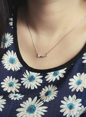 s925纯银鲸鱼锆石项链新款女生简约气质小众设计高级感显瘦锁骨链