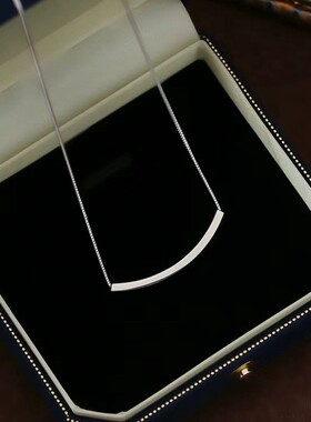 s999足银微笑项链女轻奢高级感弯管颈链小众百搭锁骨链纯银饰品女