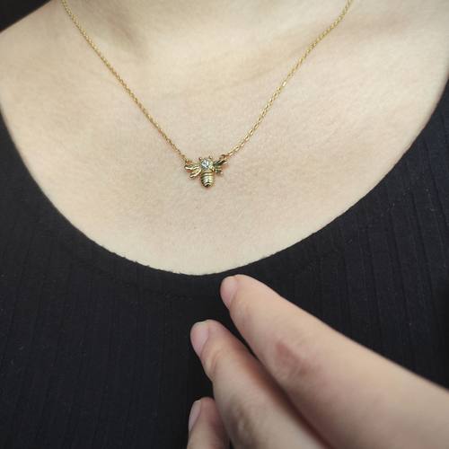 纯银项链925纯银小蜜蜂项链女轻奢小众设计百搭锁骨链高级感饰品