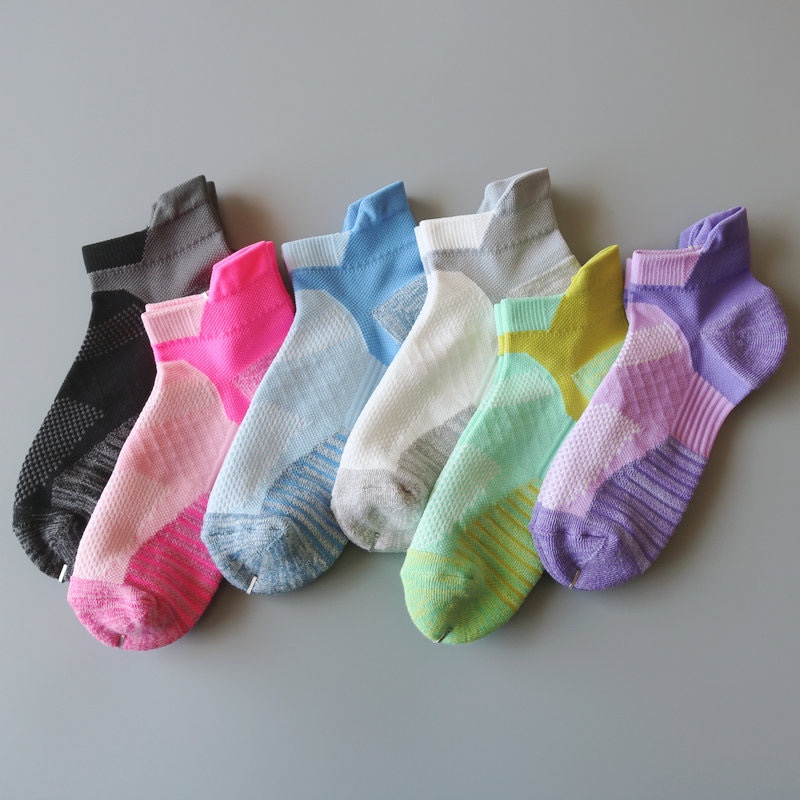 专业马拉松跑步运动袜 女士毛巾底渐变色进阶耐磨骑行户外运动袜