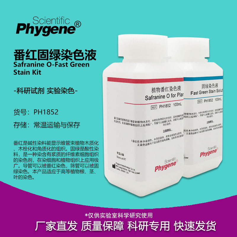 番红固绿染色液植物标本染色 2×100mL科研实验 PH1852 PHYGENE-封面