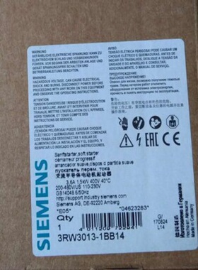 西门子低压 3RW30131BB04 软启动器3RW系列3RW3013-1BB14