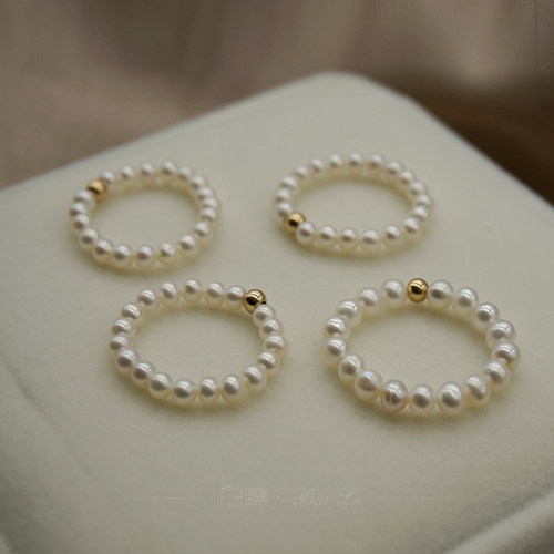 天然珍珠白露小珍珠戒指