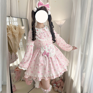 2026-新品-原创-  莓猫田园  少女可爱甜美印花格纹Lolita连衣裙