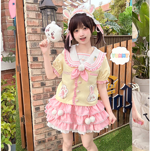 原创  甜心萌兔幼稚园  甜美可爱软妹水手服学院风套装
