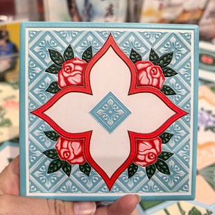 泉州文创闽南厦门花砖东南亚娘惹杯垫茶垫隔垫杯旅游纪念品伴手礼