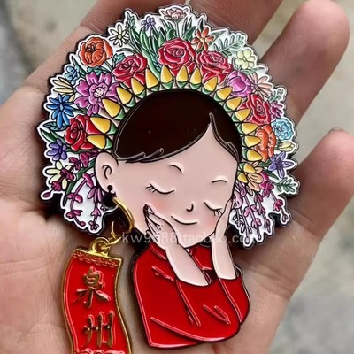 泉州文创簪花女旅游纪念品冰箱贴
