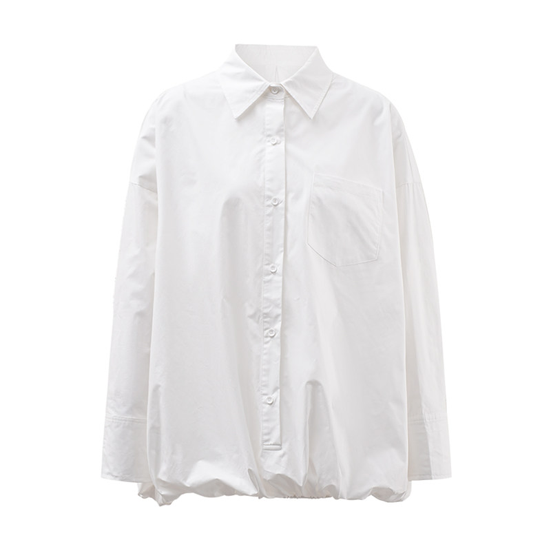 EAM STUDIO简约通勤松紧下摆宽松云朵感翻领长袖衬衫男女欧货上衣,女装/女士精品,衬衫,淘宝优惠券,粉丝福利购,淘宝优惠卷