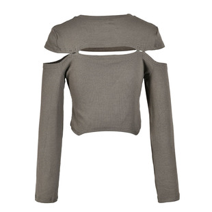 女辣妹上衣春秋 针织打底衫 EAM STUDIO黑色解构镂空设计感小众长袖