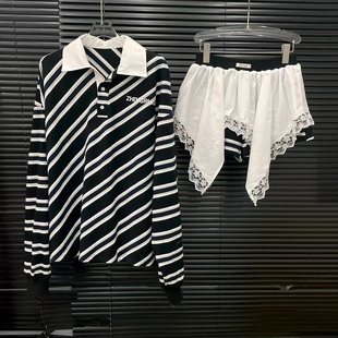 小众学院风斜条纹衬衫 新款 领带配套短裙两件套 STUDIO2025秋季 EAM