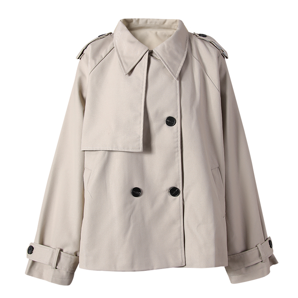 复古独特不对称宽松廓形短款风衣