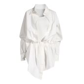 EAM 连衣裙 中长款 STUDIO设计感白色不规则假两件吊带衬衫 裙AW同款