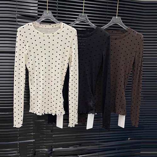 网纱植绒波点打底衫女小众设计