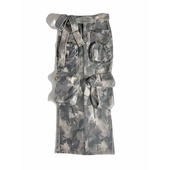 风做旧迷彩牛仔口袋低腰半身裙系带收腰长款 EAM STUDIO工装 一步裙