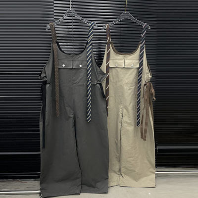 拼色背心连体裤女阔腿宽松连体衣