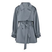 风衣外套女翻领小个子系带收腰长袖 EAM STUDIO英伦风短款 上衣春秋