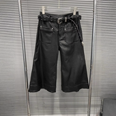 STUDIO2026年春季 新款 机车风七分裤 EAM 女帅气直筒宽松配腰带皮裤