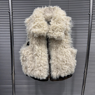 EAM 双面两穿羊羔绒马甲女格纹高领拉链马夹 STUDIO2025年秋冬新款