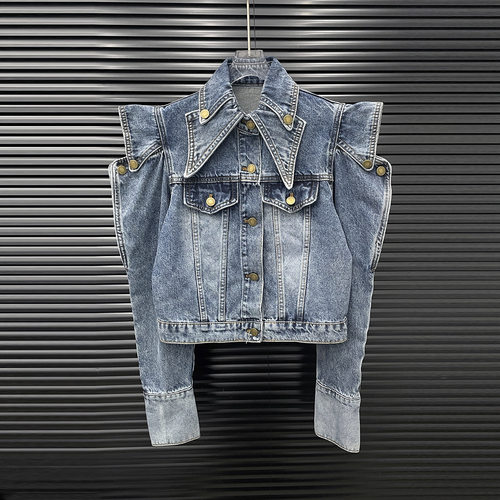 解构高级镂空飞飞袖牛仔外套夹克