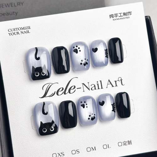 Lele【喵喵侦察队】手工穿戴甲现货新款纯手绘个性可爱可拆卸