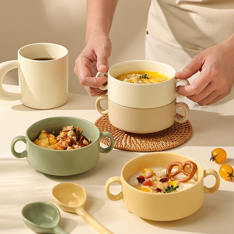 熊谷组陶瓷日式双耳蒸蛋专用碗