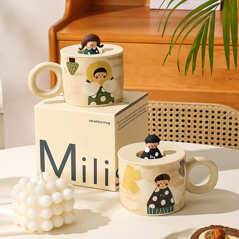 可爱马克杯带盖情侣杯陶瓷奶fufu杯子女生日礼物喝水杯礼盒早餐杯,餐饮具,马克杯,淘宝优惠券,粉丝福利购,淘宝优惠卷